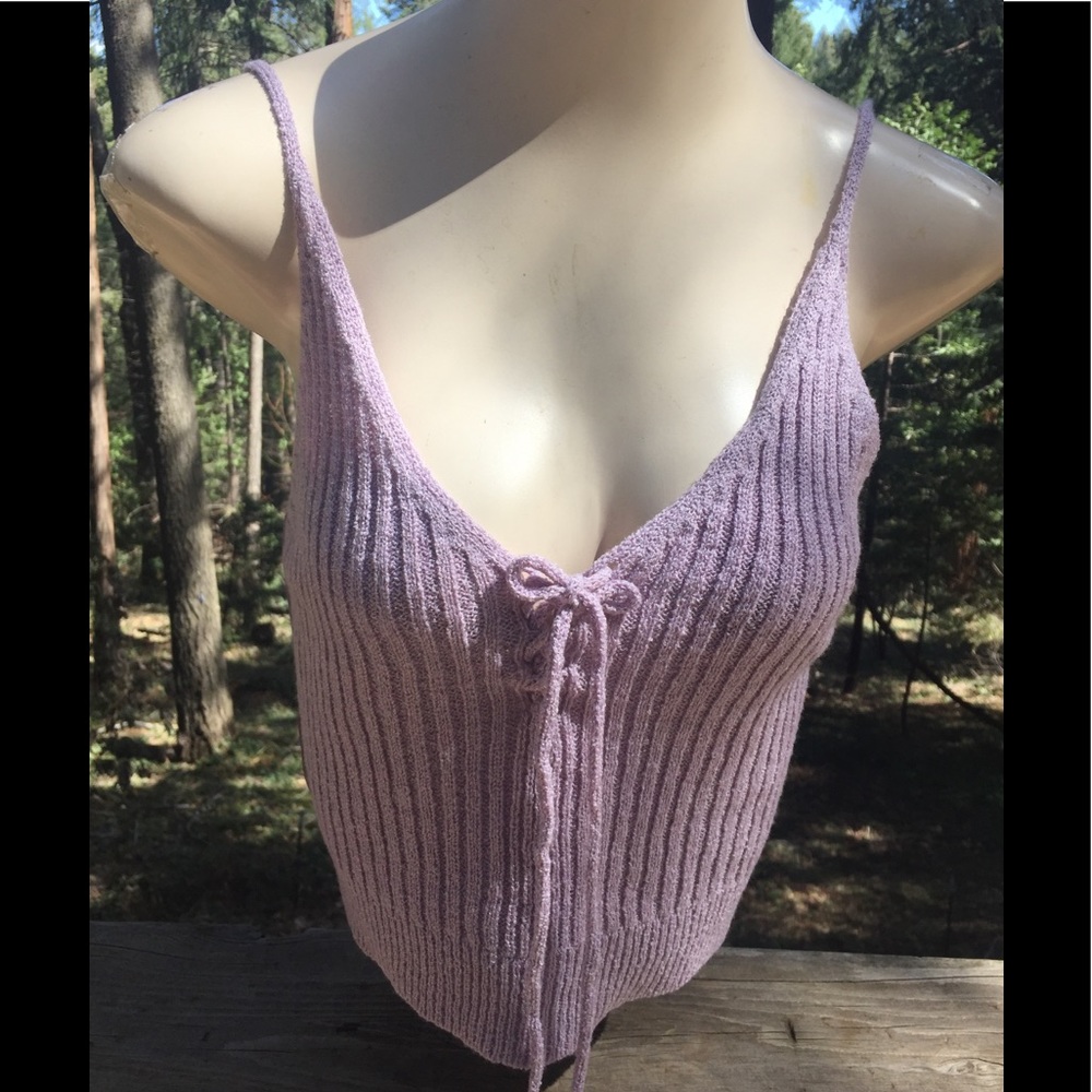 Love More lavender sweater knit cropped camisoleHP 24